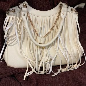Cream tasseled handbag